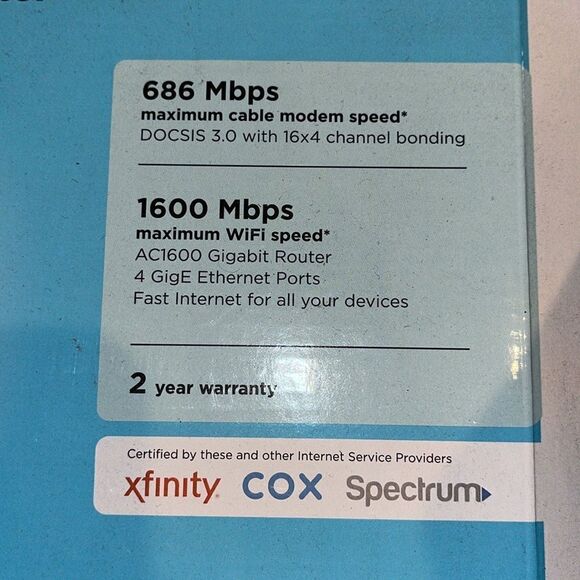 Motorola MG7540 3.0 16x4 Cable Modem Plus AC1600 WIFI Wireless Router Combo - Picture 2 of 2